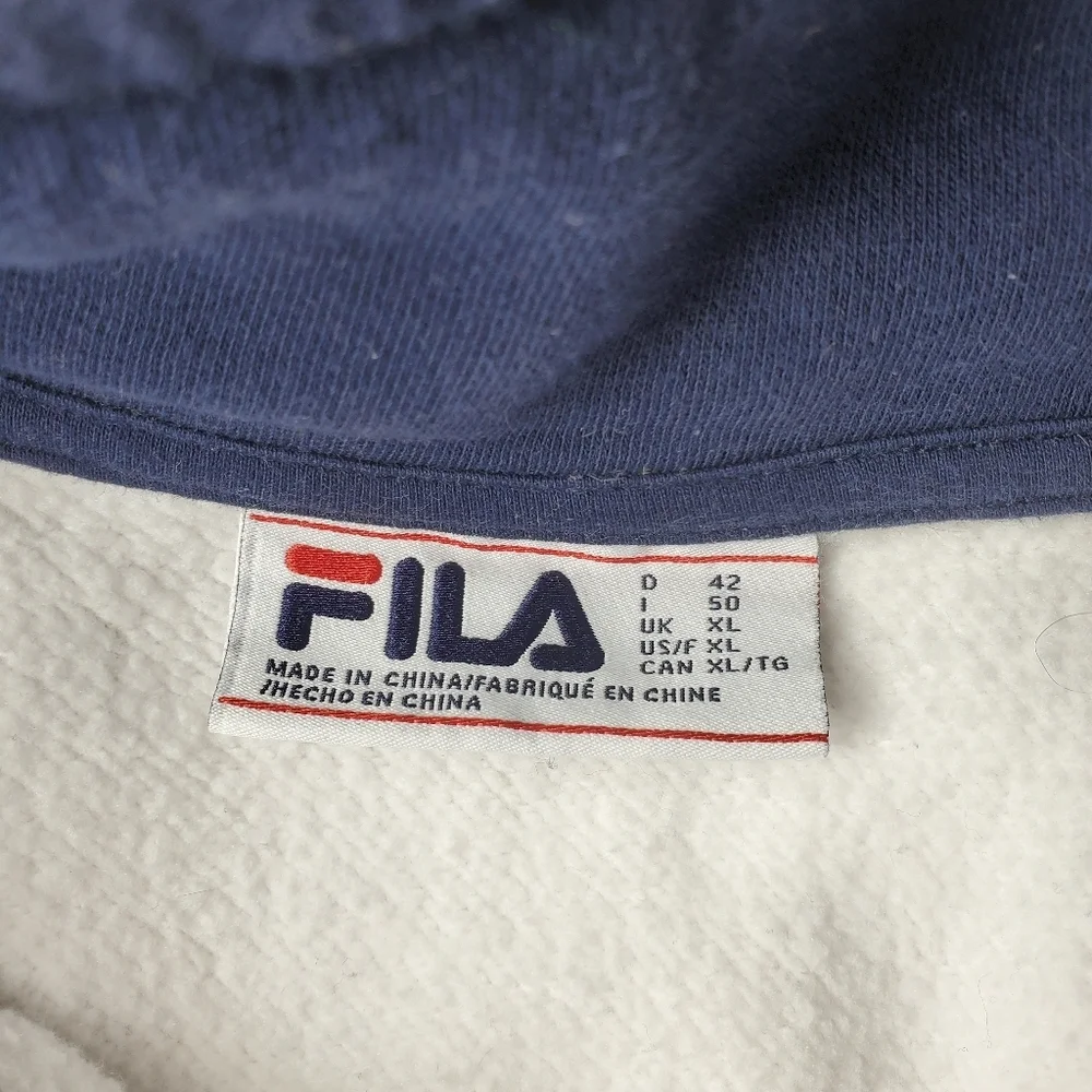 Fila Women's 1/4 Zip Pullover Sweatshirt Size XL White Blue Red EUC - Picture 4 of 16